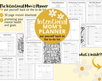Intentional Mom's Planner, Self-Care & Home Organization (PDF Download)