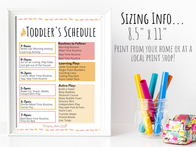 Toddler Schedule, Editable Toddler Routine, Daily Toddler Schedule ...