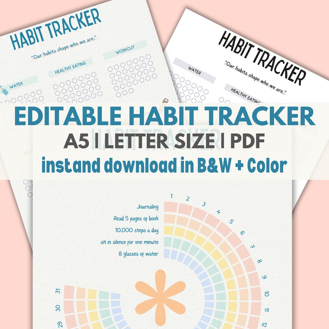 Monthly Habit Tracker Printable, Habit Tracker Template, Routine ...