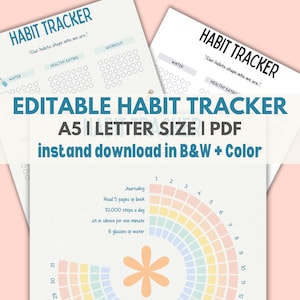 Monthly Habit Tracker Printable, Habit Tracker Template, Routine Tracker, 30 Day Habit Challenge, A5/Letter, Instant Download