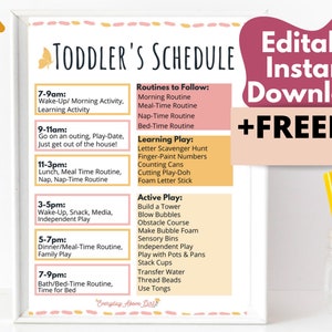 Toddler Schedule | Daily Schedule Template Editable PDF