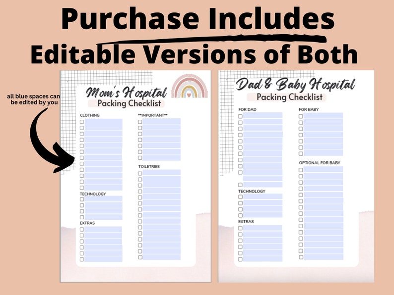 Hospital Bag Checklist Labor and Delivery Checklist Printable for Mom ...