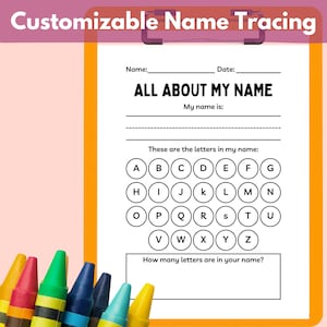 Name Trace Worksheet, Printable for Pre-School & Kindergarten, Digital File, Learn My Name, All About My Name, Trace My Name