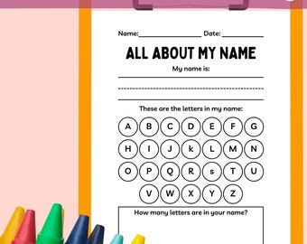 Name Trace Worksheet, Printable for Pre-School & Kindergarten, Digital File, Learn My Name, All About My Name, Trace My Name