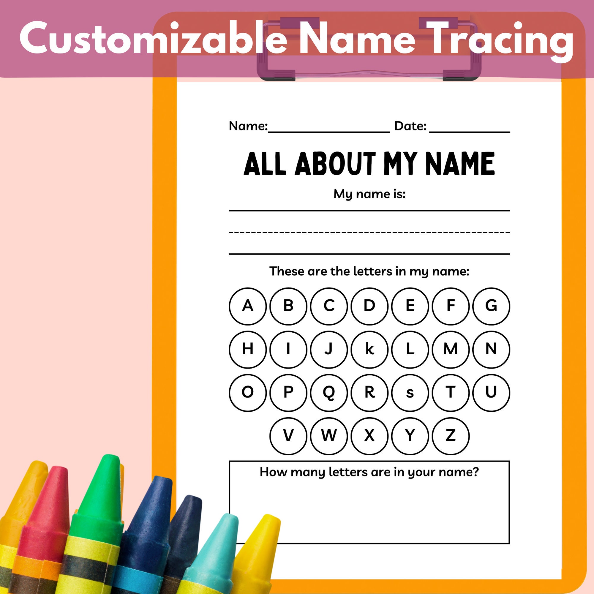 Name Trace Worksheet, Printable for Preschool & Kindergarten, Digital