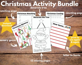 Christmas Activity Printable for Kids, Christmas Coloring, Christmas Games