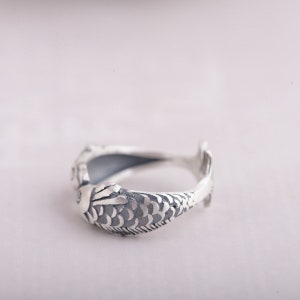 925 Silver Vintage Double Fish Ring Adjustable Ring Special Gift Christmas Gift image 2