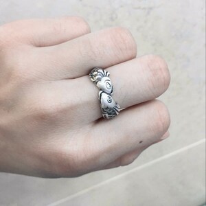 925 Silver Vintage Double Fish Ring Adjustable Ring Special Gift Christmas Gift image 6