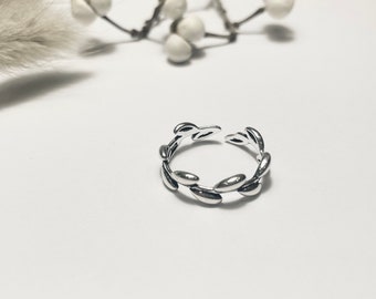 925 Sterling Silver Olive Branch Ring - Adjustable Ring - Special Gift