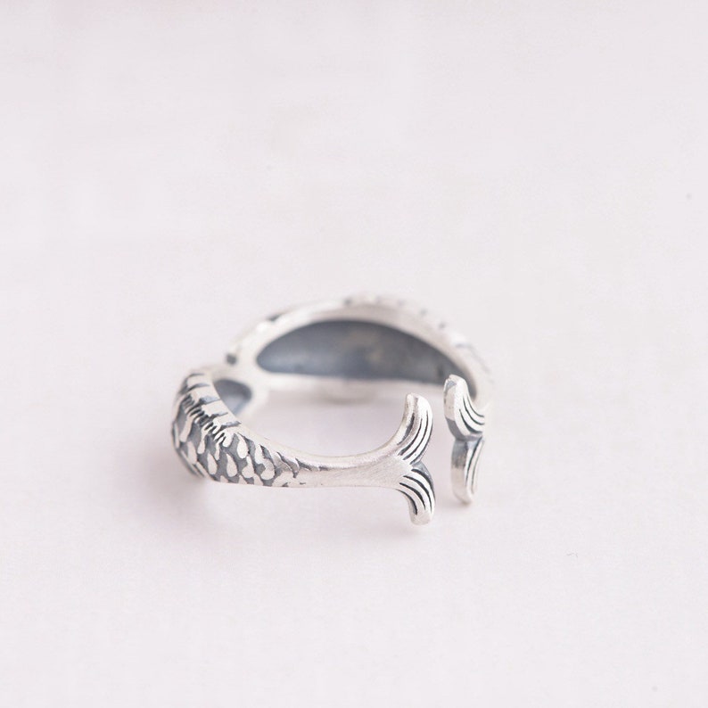 925 Silver Vintage Double Fish Ring Adjustable Ring Special Gift Christmas Gift image 3