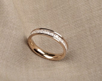Rose Gold Stylish Ring - Zircons Chic Ring - Titanium Ring - Special Gift