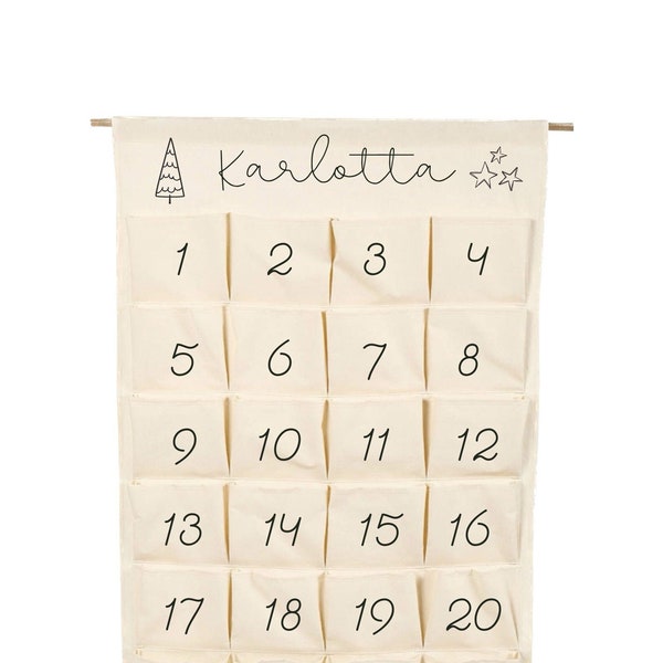 Personalisierter Adventskalender| zum Selber befüllen| Adventskalender mit Name| 24 Taschen