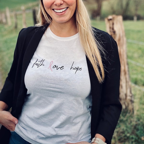 fede amore speranza/T-shirt di tendenza/Cancro al seno/Nastro rosa