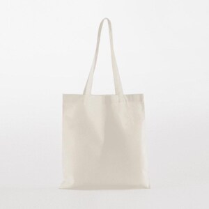 May include: A plain white tote bag with two long handles.
