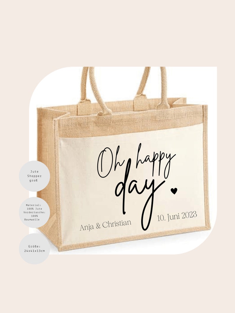 wedding gift personalized bag with name and date Guest gift Gift bridal couple image 4
