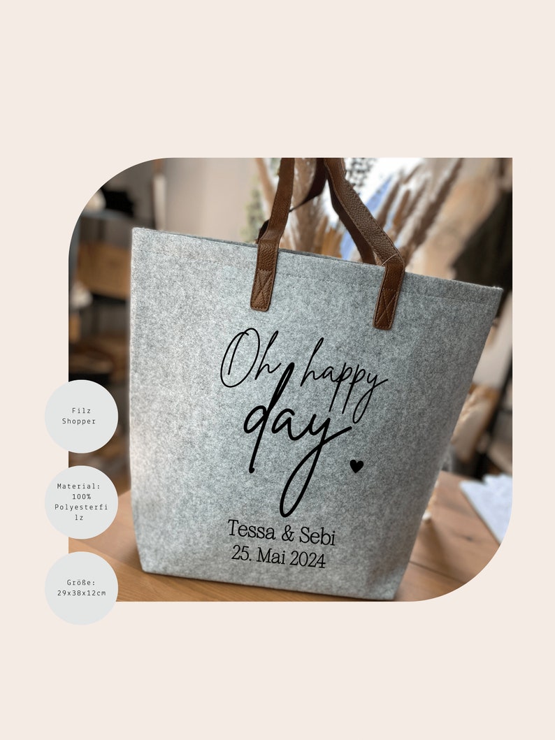 wedding gift personalized bag with name and date Guest gift Gift bridal couple image 3