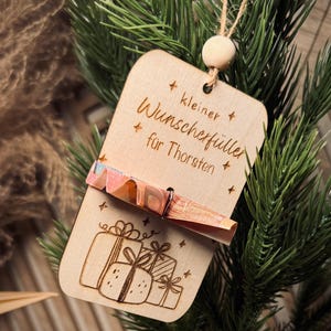 Personalisiertes Geldgeschenk zu Weihnachten| Wunscherfüller| Geschenkkarte aus Holz Weihnachtsgeschenk mit und ohne Namen