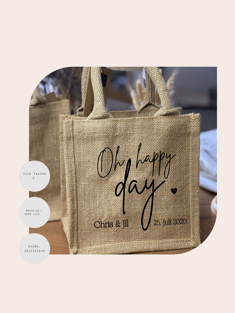 wedding gift personalized bag with name and date Guest gift Gift bridal couple image 1