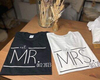 Mr. und Mrs. |Hochzeitsshirts| Partnershirts| Braut und Bräutigam| Geschenk für das Brautpaar