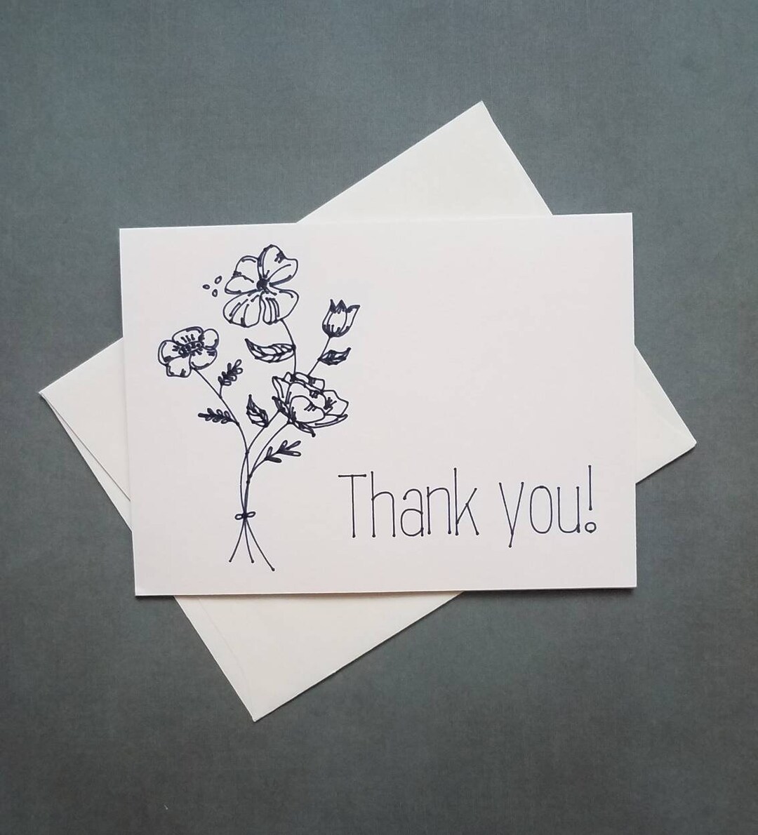 Hand Drawn Floral Collection - Thank You Card - Etsy