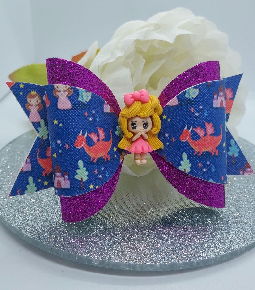 Princess Hair Bow: Dragon & Knight Print, Alligator Clip - Etsy