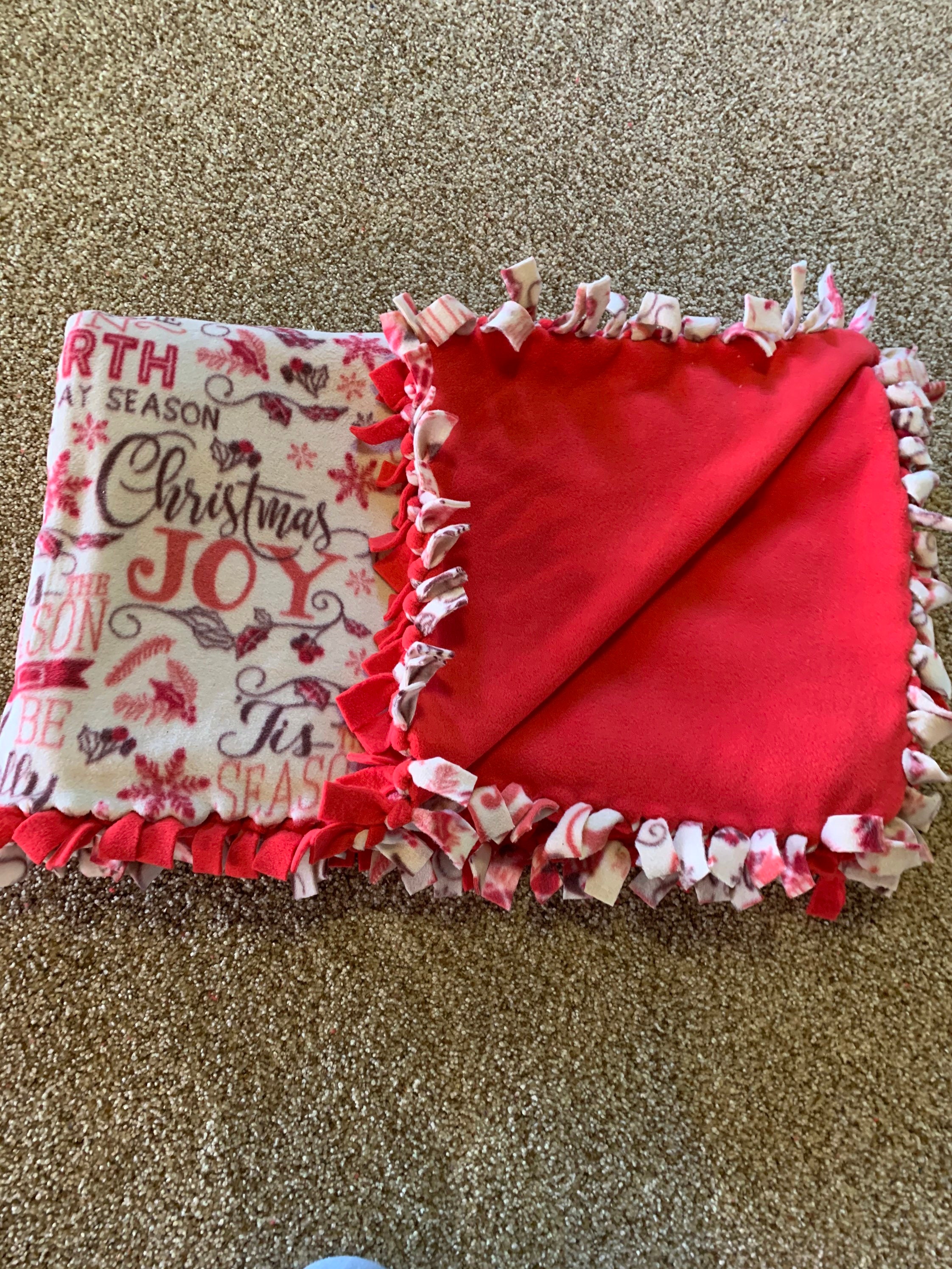 Christmas Joy Fleece Tie Blanket Etsy UK