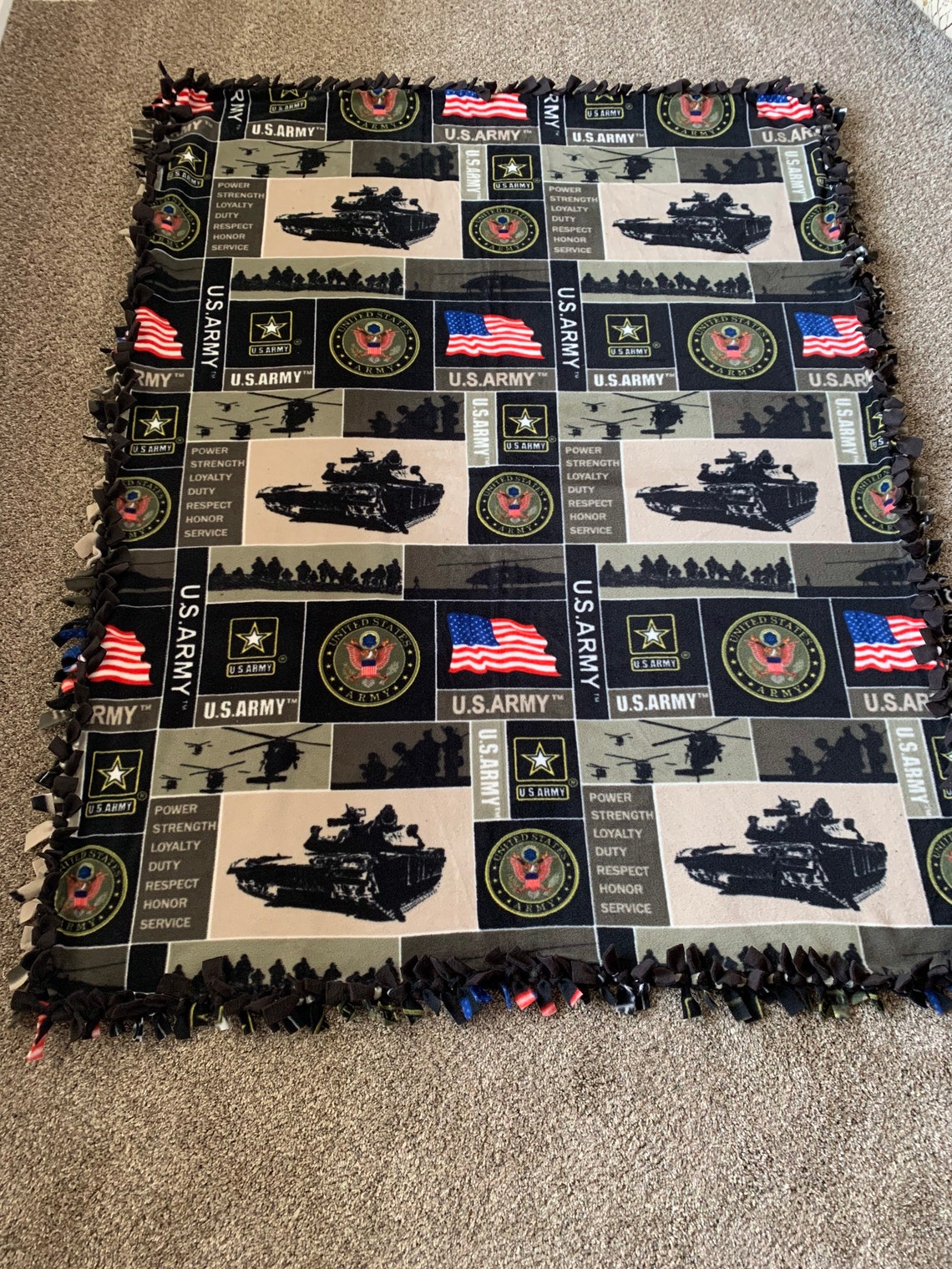US Army Fleece Tie Blanket Etsy