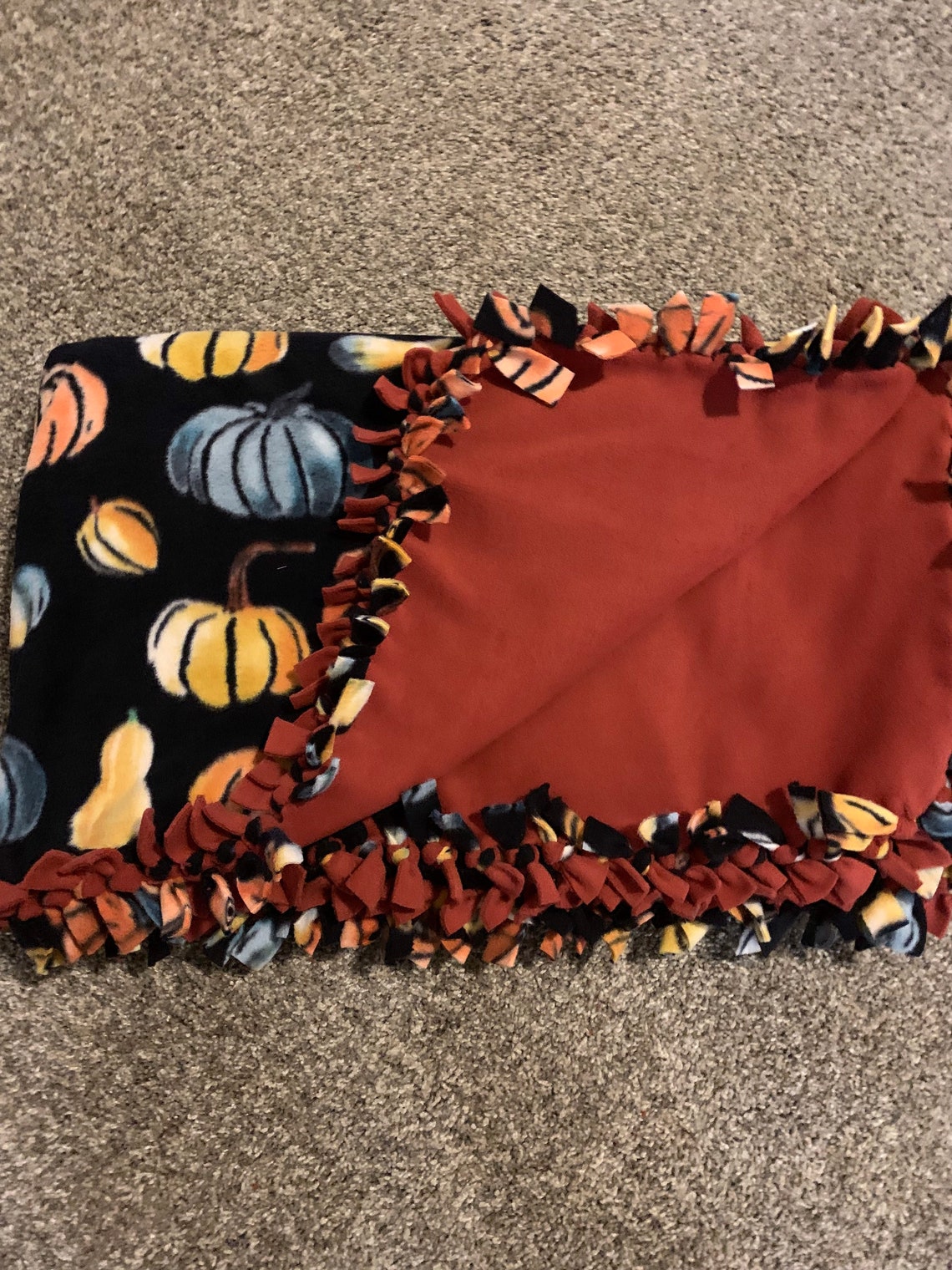 Halloween Pumpkin Fleece Tie Blanket Etsy