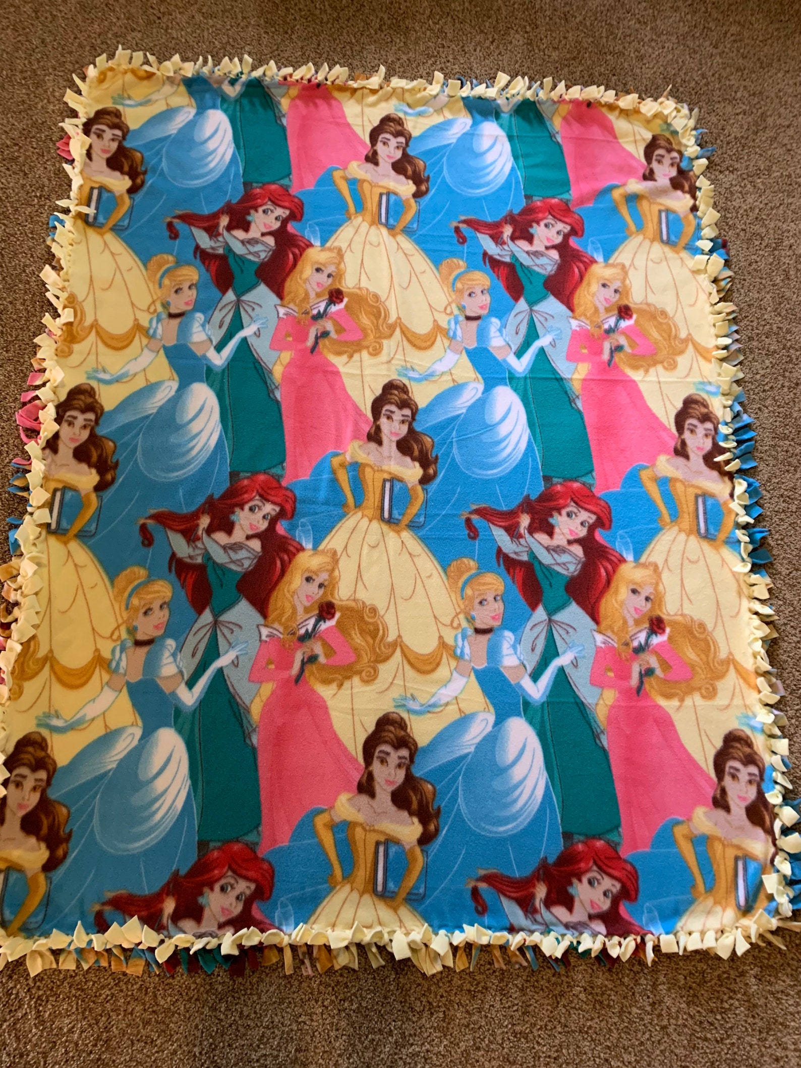 Disney Princesses Fleece Tie Blanket Etsy