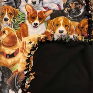 Puppies Fleece Tie Blanket