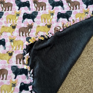 Pink Mini Dogs Fleece Tie Blanket