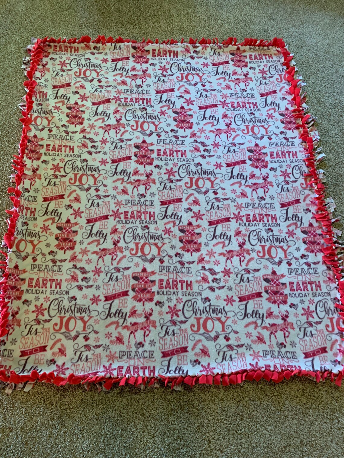 Christmas Joy Fleece Tie Blanket Etsy