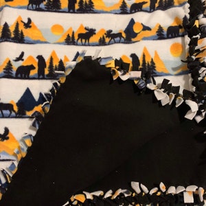 Sunset and Outdoor Fleece Tie Blanket