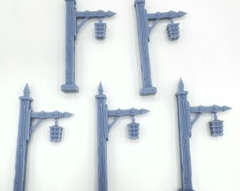 Fantasy Medieval Lamp Post with Wood Effect Post