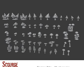 Resin 28mm Mushrooms Basing Bits Set of 56 Greebles Scenery Terrain Diorama