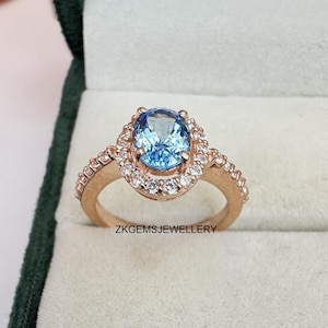 Swiss Blue Topaz, December Birthstone, Blue Topaz Ring, Halo Ring, Promise Ring, Cluster Ring, Engagement Ring, Zircon Ring, Statement Ring