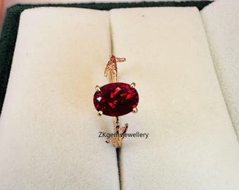 Ruby Ring, 925 Sterling Silver, Solitaire Ring, July Birthstone, Promise Ring, Engagement Ring, Statement Ring, Minimalist Jewelry, Gift Her