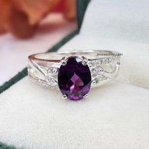 Oval Rhodolite Garnet Ring: Sterling Silver Promise Ring
