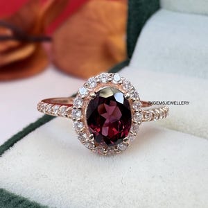 Rhodolite Garnet Ring: Rose Gold Sterling Silver Cluster Ring