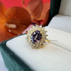 Color Change Alexandrite Halo Ring: Sterling Silver June Birthstone