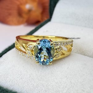 Swiss Blue Topaz Ring: Sterling Silver Cluster, December Birthstone