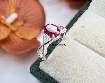 Handmade Sterling Silver Ruby Ring: July Birthstone Statement Jewelry