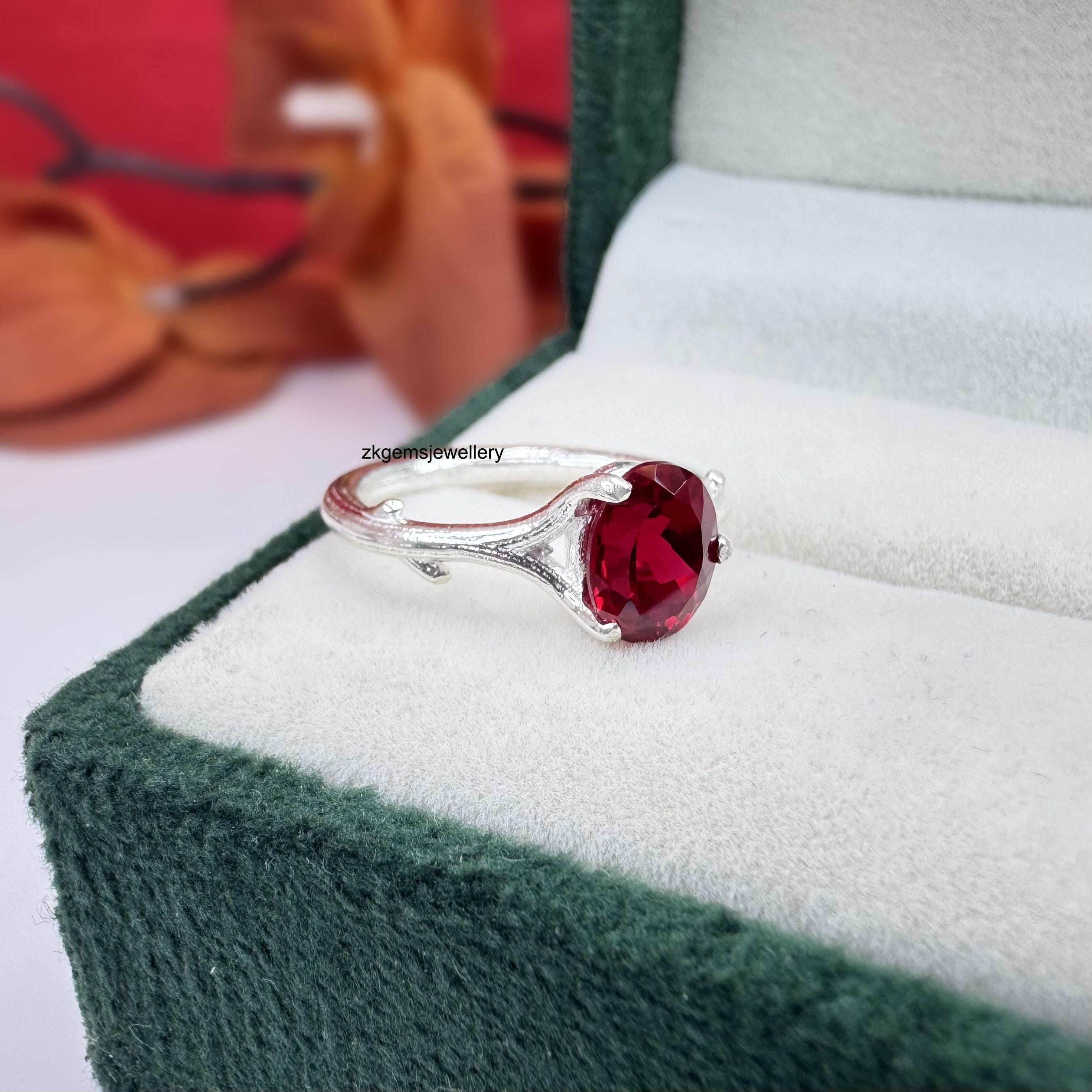 Oval Ruby Ring: 925 Sterling Silver Prong Setting - Etsy