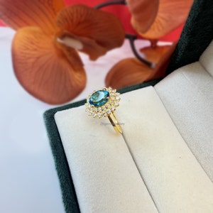 London Blue Topaz Ring, December Birthstone, Bridal Ring, Blue Topaz Jewelry, Halo Ring, 925 Sterling Silver, Promise Ring, Anniversary Ring