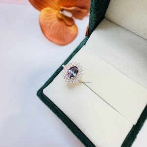 Handmade Alexandrite Halo Ring: Sterling Silver June Birthstone