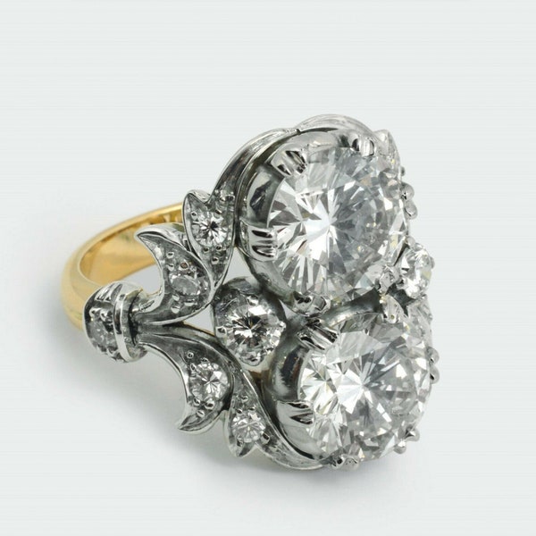 Art Deco Ring, Two Stone 3.5 Ct White Simulated Diamond Vintage Art Deco Ring, Antique Engagement Ring, Art Deco Wedding Ring, Multi Stone