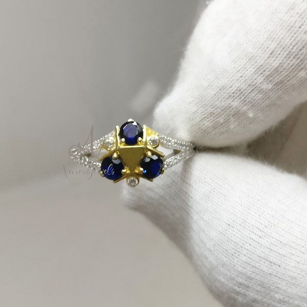 Zora Sapphire Ring, 1.2 Ct Blue Sapphire & White Simulated Diamond Ring, Zora's Sapphire Legend Of Zelda Engagement Ring, Video Game Ring