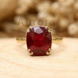 16.52 CT Cushion Cut Ruby Red Ring Solitaire Statement Engagement Ring 925 Silver