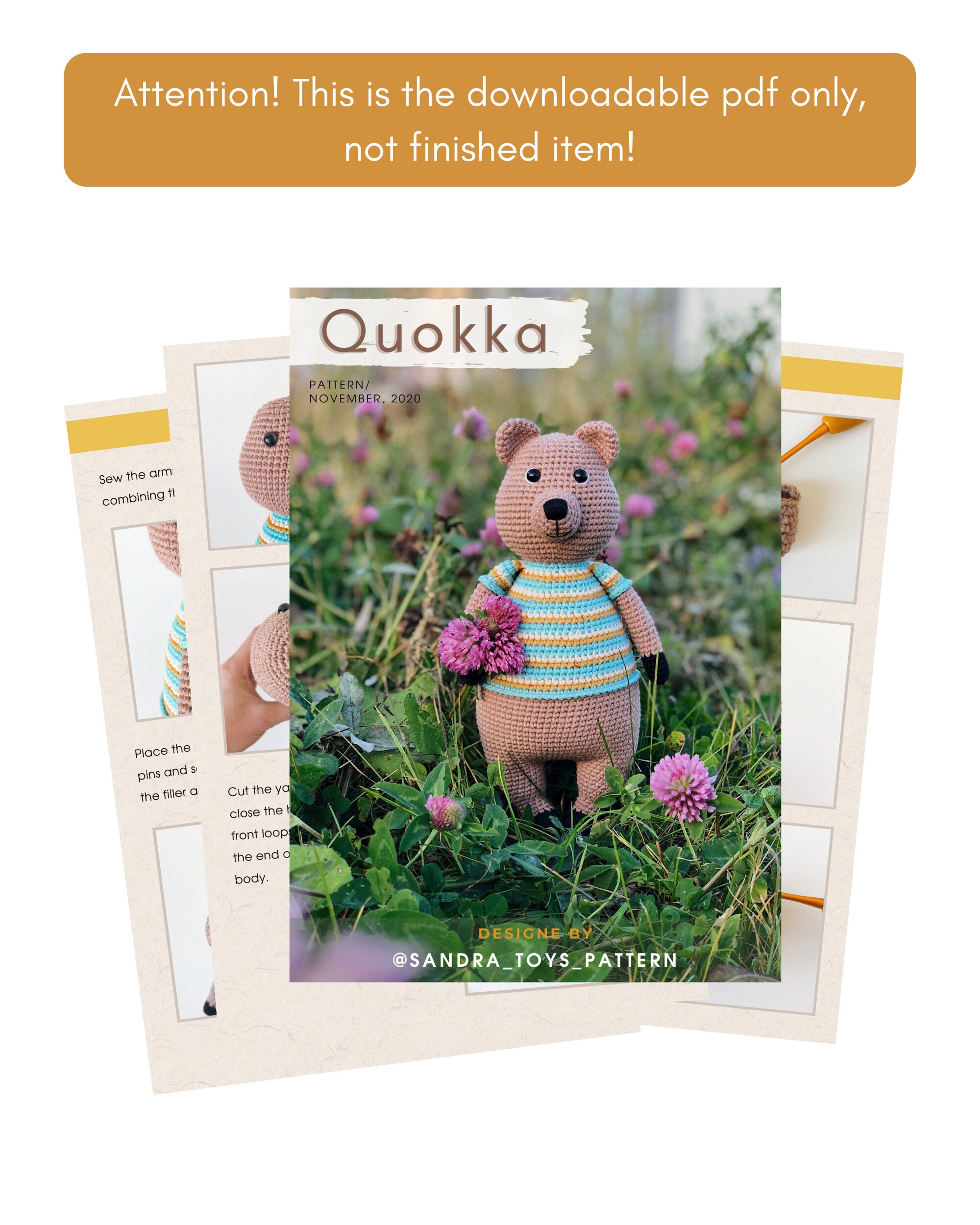 Crochet quokka pattern Amigurumi funny toy Australian Etsy