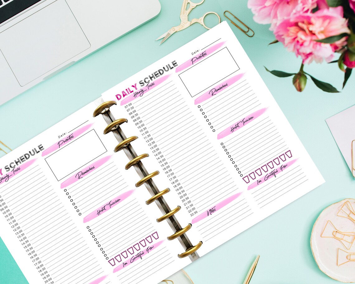 DAILY & Hourly Happy Planner PDF Printable 5 Sizes and 4 Etsy